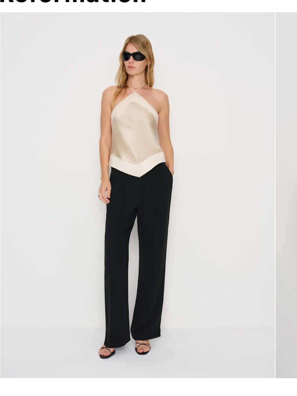 NWOT Reformation Jillian Silk Top Ivory - Size 10